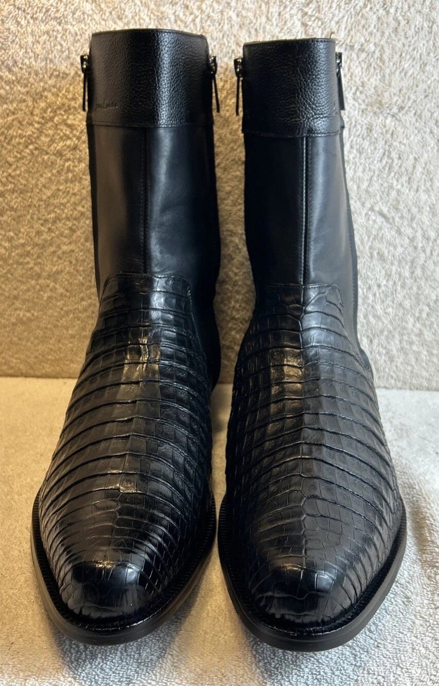 Franco Cuadra Men's Caiman Round Toe Black Zipper Boots Size 12 EE Mex. 31